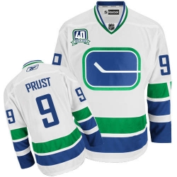 Brandon Prust Reebok Vancouver Canucks Premier White Third 40TH Patch NHL Jersey