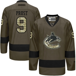 Brandon Prust Reebok Vancouver Canucks Authentic Green Salute to Service NHL Jersey