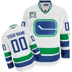 Reebok Vancouver Canucks Customized Authentic White Third 40TH Patch NHL Jersey