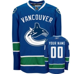 Youth Reebok Vancouver Canucks Customized Authentic Navy Blue Home NHL Jersey