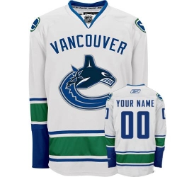 Youth Reebok Vancouver Canucks Customized Premier White Away NHL Jersey