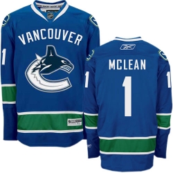 Kirk Mclean Reebok Vancouver Canucks Authentic Navy Blue Home NHL Jersey