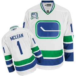 Kirk Mclean Reebok Vancouver Canucks Authentic White Third 40TH Patch NHL Jersey