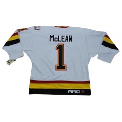 Kirk Mclean CCM Vancouver Canucks Authentic White Throwback Vintage NHL Jersey