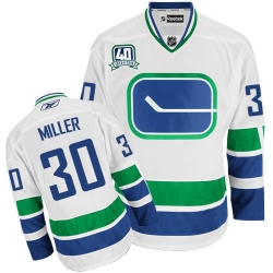 Ryan Miller Youth Reebok Vancouver Canucks Premier White Third 40TH Patch NHL Jersey