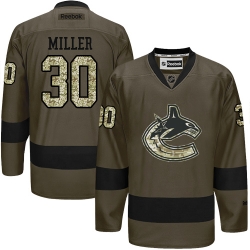 Ryan Miller Reebok Vancouver Canucks Authentic Green Salute to Service NHL Jersey