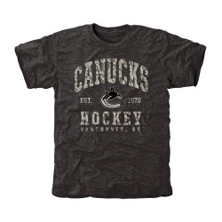 NHL Vancouver Canucks Black Camo Stack Tri-Blend T-Shirt