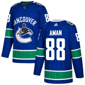 Nils Aman Men's Adidas Vancouver Canucks Authentic Blue Home Jersey