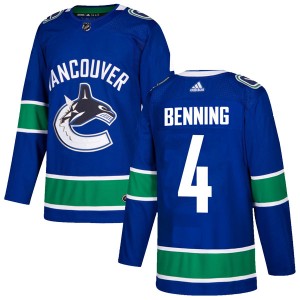 Jim Benning Men's Adidas Vancouver Canucks Authentic Blue Home Jersey