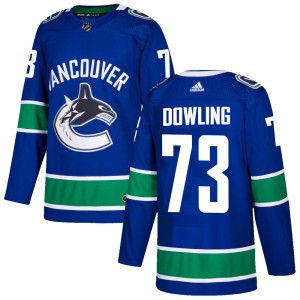 Justin Dowling Men's Adidas Vancouver Canucks Authentic Blue Home Jersey