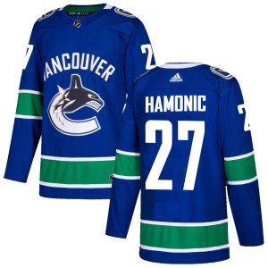 Travis Hamonic Men's Adidas Vancouver Canucks Authentic Blue Home Jersey