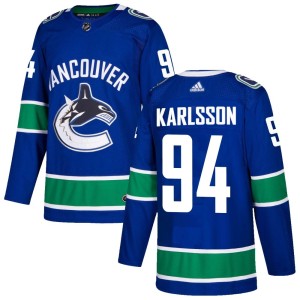 Linus Karlsson Men's Adidas Vancouver Canucks Authentic Blue Home Jersey