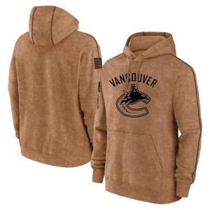 Youth Vancouver Canucks Brown 2023 Salute to Service Club Pullover Hoodie