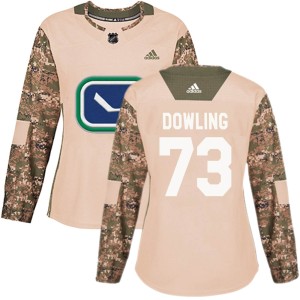 Justin Dowling Women's Adidas Vancouver Canucks Authentic Camo Veterans Day Practice Jersey