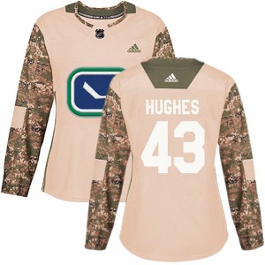 Quinn Hughes Women's Adidas Vancouver Canucks Authentic Camo Veterans Day Practice Jersey