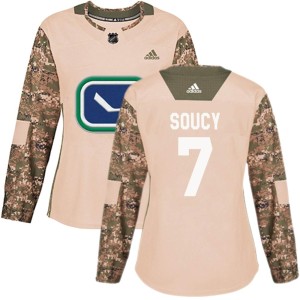 Carson Soucy Women's Adidas Vancouver Canucks Authentic Camo Veterans Day Practice Jersey