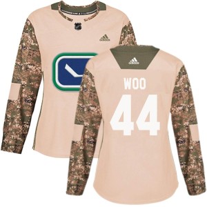Jett Woo Women's Adidas Vancouver Canucks Authentic Camo Veterans Day Practice Jersey
