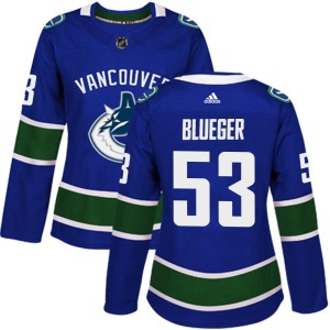 Teddy Blueger Women's Adidas Vancouver Canucks Authentic Blue Home Jersey