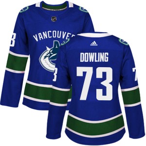 Justin Dowling Women's Adidas Vancouver Canucks Authentic Blue Home Jersey