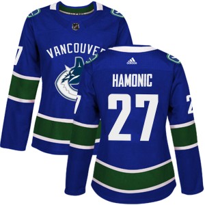 Travis Hamonic Women's Adidas Vancouver Canucks Authentic Blue Home Jersey