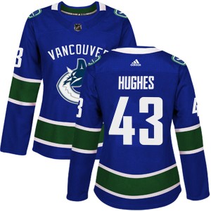 Quinn Hughes Women's Adidas Vancouver Canucks Authentic Blue Home Jersey