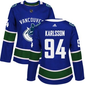 Linus Karlsson Women's Adidas Vancouver Canucks Authentic Blue Home Jersey