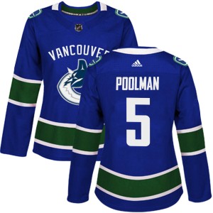 Tucker Poolman Women's Adidas Vancouver Canucks Authentic Blue Home Jersey