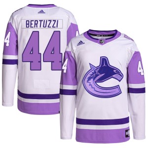 Todd Bertuzzi Youth Adidas Vancouver Canucks Authentic White/Purple Hockey Fights Cancer Primegreen Jersey