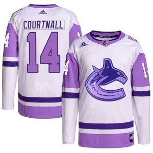 Geoff Courtnall Youth Adidas Vancouver Canucks Authentic White/Purple Hockey Fights Cancer Primegreen Jersey