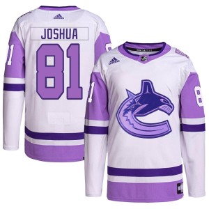 Dakota Joshua Youth Adidas Vancouver Canucks Authentic White/Purple Hockey Fights Cancer Primegreen Jersey