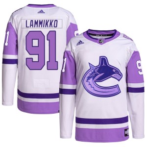 Juho Lammikko Youth Adidas Vancouver Canucks Authentic White/Purple Hockey Fights Cancer Primegreen Jersey