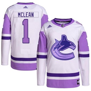 Kirk Mclean Youth Adidas Vancouver Canucks Authentic White/Purple Hockey Fights Cancer Primegreen Jersey