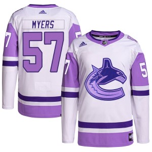 Tyler Myers Youth Adidas Vancouver Canucks Authentic White/Purple Hockey Fights Cancer Primegreen Jersey