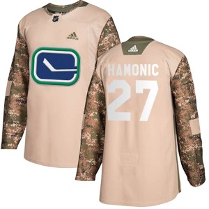 Travis Hamonic Youth Adidas Vancouver Canucks Authentic Camo Veterans Day Practice Jersey