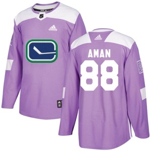 Nils Aman Youth Adidas Vancouver Canucks Authentic Purple Fights Cancer Practice Jersey