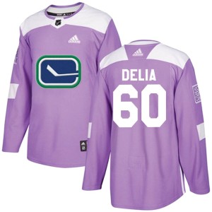 Collin Delia Youth Adidas Vancouver Canucks Authentic Purple Fights Cancer Practice Jersey