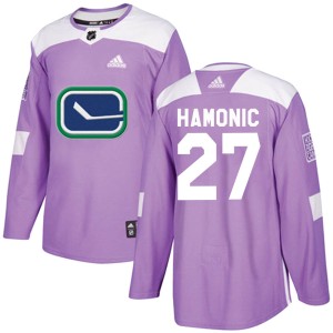 Travis Hamonic Youth Adidas Vancouver Canucks Authentic Purple Fights Cancer Practice Jersey