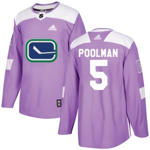 Tucker Poolman Youth Adidas Vancouver Canucks Authentic Purple Fights Cancer Practice Jersey