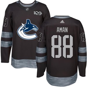 Nils Aman Youth Vancouver Canucks Authentic Black 1917-2017 100th Anniversary Jersey