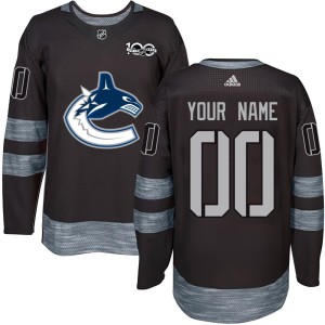 Custom Youth Vancouver Canucks Authentic Black Custom 1917-2017 100th Anniversary Jersey
