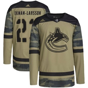 Oliver Ekman-Larsson Youth Adidas Vancouver Canucks Authentic Camo Military Appreciation Practice Jersey