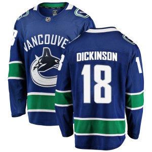Jason Dickinson Men's Fanatics Branded Vancouver Canucks Breakaway Blue Home Jersey