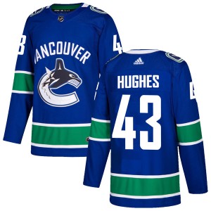 Quinn Hughes Youth Adidas Vancouver Canucks Authentic Blue Home Jersey