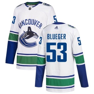 Teddy Blueger Youth Adidas Vancouver Canucks Authentic Blue zied White Away Jersey