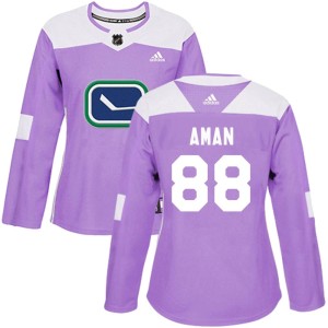 Nils Aman Women's Adidas Vancouver Canucks Authentic Purple Fights Cancer Practice Jersey