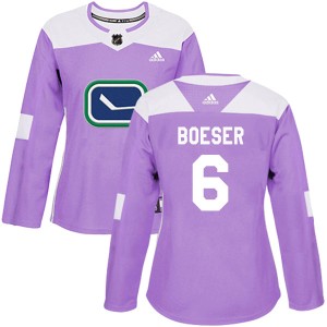 Brock Boeser Women's Adidas Vancouver Canucks Authentic Purple Fights Cancer Practice Jersey