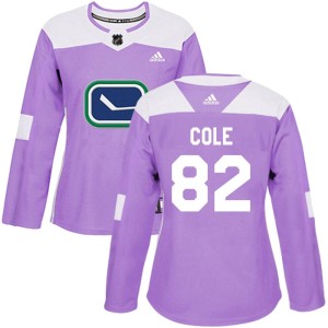 Ian Cole Women's Adidas Vancouver Canucks Authentic Purple Fights Cancer Practice Jersey
