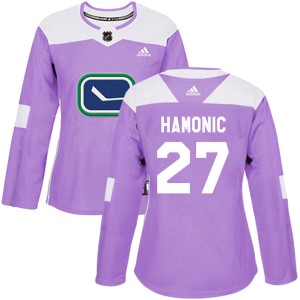 Travis Hamonic Women's Adidas Vancouver Canucks Authentic Purple Fights Cancer Practice Jersey