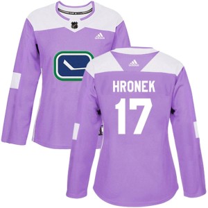 Filip Hronek Women's Adidas Vancouver Canucks Authentic Purple Fights Cancer Practice Jersey
