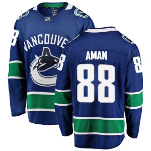Nils Aman Youth Fanatics Branded Vancouver Canucks Breakaway Blue Home Jersey